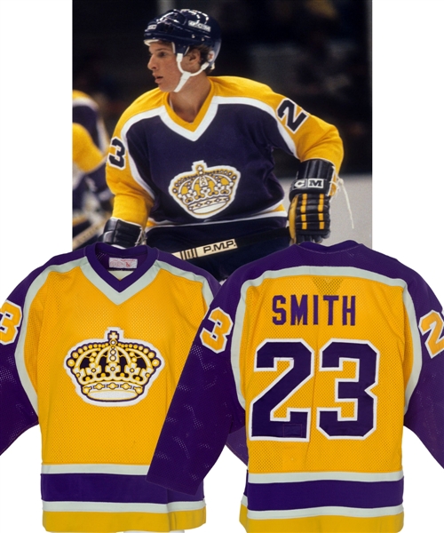 Doug Smiths 1981-82 Los Angeles Kings Game-Worn Rookie Season Jersey - Team Repairs!