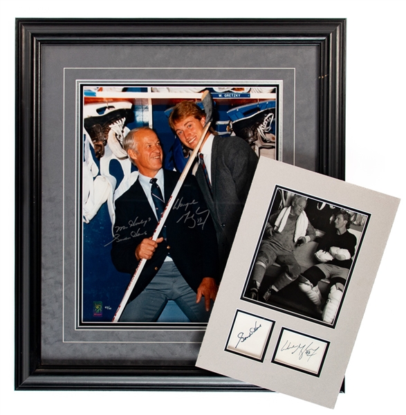 Wayne Gretzky and Gordie Howe Dual-Signed "The Hook" Limited-Edition Framed Photo #43/99 (WGA Certified) Plus Howe and Gretzky Signed Cut Matted Display with JSA Auction LOA