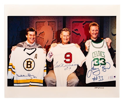 Bobby Orr, Ted Williams and Larry Bird Multi-Signed Limited-Edition "245/1000" Photograph with JSA Auction LOA (16" x 20")