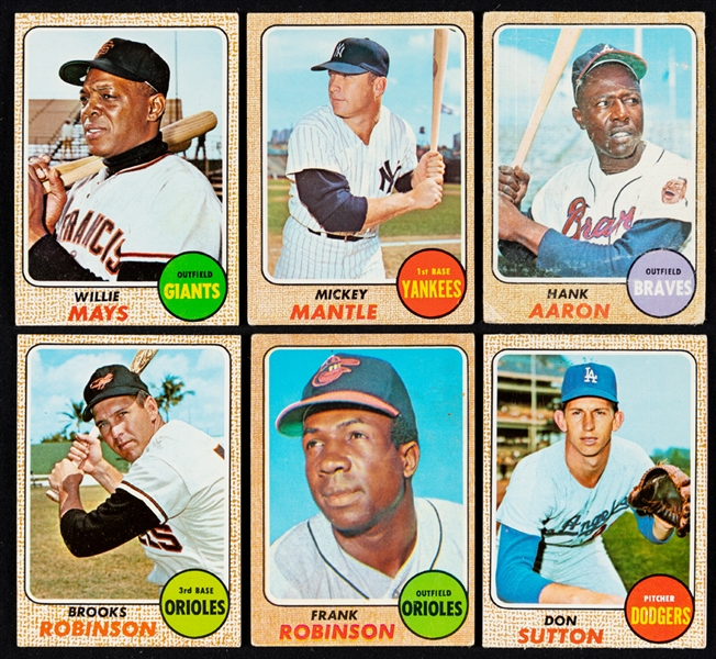 1968 Topps Baseball Cards Collection (200+) Including Clemente, Aaron, Mays, Mantle, B. Robinson, Stargell, F. Robinson Plus Other Assorted Cards (60+)