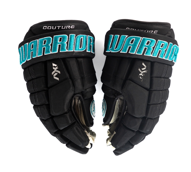 Logan Coutures Early-2020s San Jose Sharks Warrior AX1 Game-Worn Gloves 