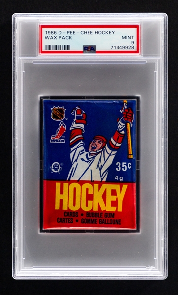 1986-87 O-Pee-Chee Hockey Wax Pack - Graded PSA MINT 9 - Patrick Roy Rookie Card Year