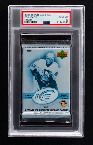 2005-06 Upper Deck Ice Hockey Foil Pack - Graded PSA GEM MT 10 - Crosby and Ovechkin Rookie Card Year