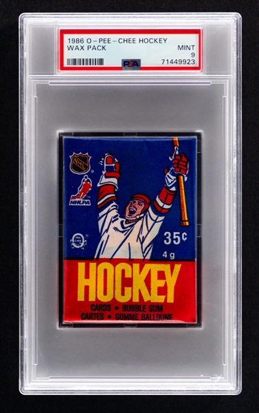 1986-87 O-Pee-Chee Hockey Wax Pack - Graded PSA MINT 9 - Patrick Roy Rookie Card Year