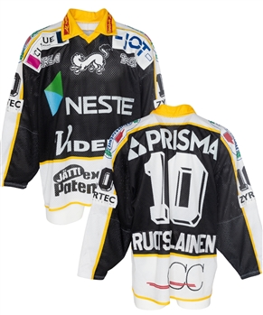 Reijo Ruotsalainens 1996-97 Finnish Oulun Karpat Game-Worn Jersey from His Personal Collection with His Signed LOA