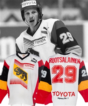 Reijo Ruotsalainens 1988-89 NDA SC Bern Game-Worn Regular Season and Playoffs Jersey from His Personal Collection with His Signed LOA - NDA Championship Season!
