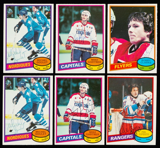 1980-81 O-Pee-Chee Hockey Signed Hockey Cards (285+) Including Michel Goulet Rookie (2), Mike Gartner Rookie, Guy Lafleur, Bobby Clarke, Phil Esposito and Numerous HOFers