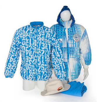 Reijo Ruotsalainens 1988 Winter Olympics Team Finland Apparel Collection of 4 Including Coat, Tracksuit and Cowboy Hat from His Personal Collection with His Signed LOA