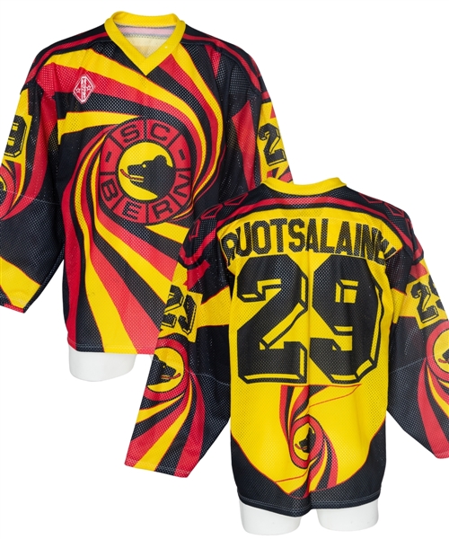 Reijo Ruotsalainens 1992 IIHF European Cup SC Bern Game-Worn Jersey From His Personal Collection with His Signed LOA