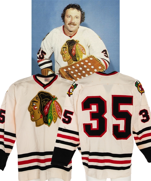 Tony Espositos 1975-76 Chicago Black Hawks Game-Worn Jersey - Worn Over Multiple Seasons! - Multiple Photo-Matches!