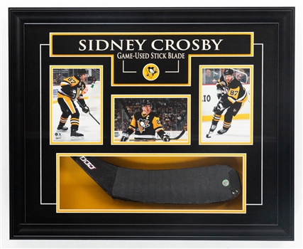 Sidney Crosby Pittsburgh Penguins "Game-Used Stick Blade" Framed Display with COA (21 3/4" x 17 3/4")