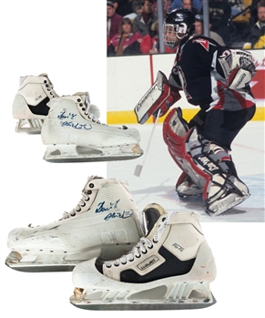 Dominik Haseks 1996-97 Buffalo Sabres Signed Game-Used Skates with LOA - Hart, Lester B. Pearson and Vezina Trophies Season! - Photo-Matched!