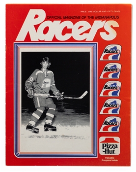 October 10th 1978 WHA Indianapolis Racers Game Program with Wayne Gretzky Cover – His First Pro Cover!