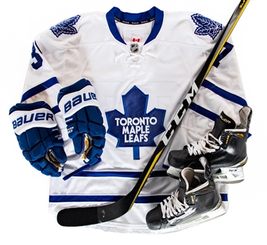 Kasperi Kapanens 2015-17 Toronto Maple Leafs and Toronto Marlies Game-Worn/Used Equipment Collection of 4 Including Jersey, Gloves, Skates and Stick - All with Team LOAs!