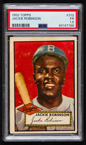 1952 Topps Baseball Card #312 HOFer Jackie Robinson - Graded PSA 1.5