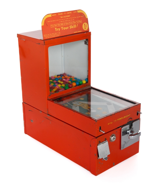 1950s Trade-O-Matic "Hi-Score" Baseball Skill-Testing Vending Machine (15 1/2" x 8" x 19")