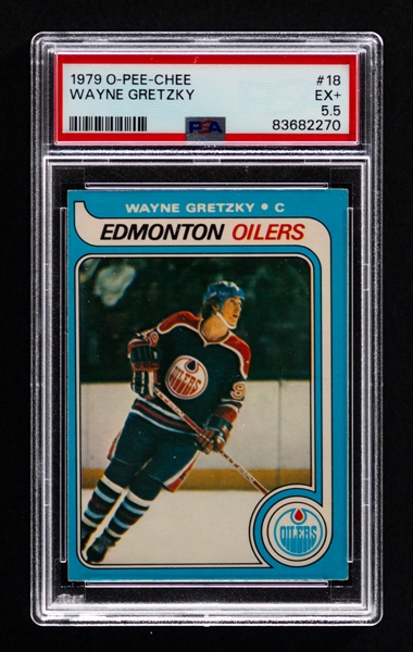 1979-80 O-Pee-Chee Hockey Card #18 HOFer Wayne Gretzky Rookie - Graded PSA 5.5