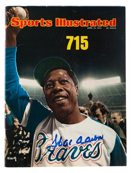 Hank Aaron Signed April 15th, 1974 Sports Illustrated "715" Magazine with JSA Auction LOA 