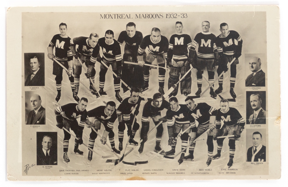 1932-33 Montreal Maroons Team Photo Postcard