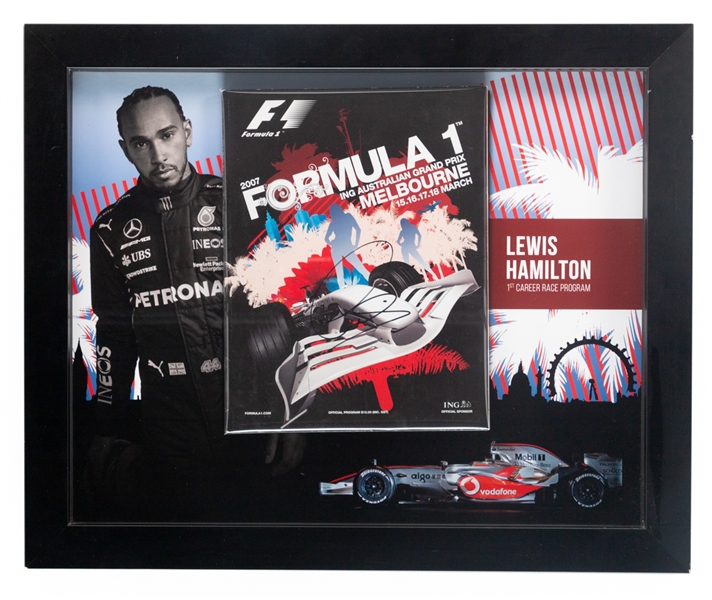 Lewis Hamilton Signed 2007 Australian Grand Prix "1st Career Race" Framed Program Display with JSA LOA (22 3/4" x 18 3/4")