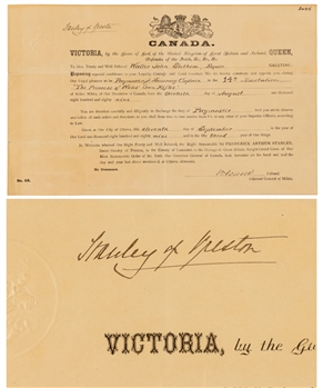 Lord Stanley Signed 1889 Military Commission Document with JSA LOA - Stanley of Preston Signature!