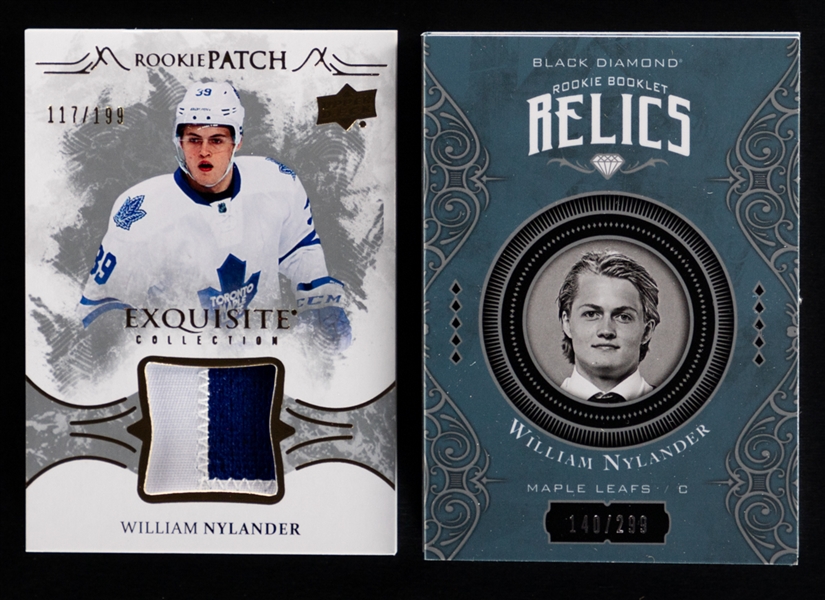 William Nylander 2016-17 Hockey Cards (6) Inc. 2016-17 UD Exquisite Rookie Patch #RP-WN William Nylander (117/199) and 2016-17 UD Black Diamond Rookie Booklet Relics #RBR-WN William Nylander (140/299)