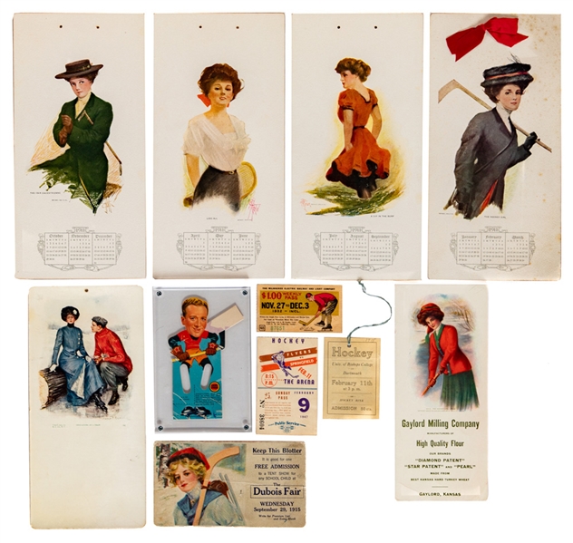 Early-1900s to 1960s Hockey Playing Cards, Ink Blotters, Calendars, Pens, Booklets and More 