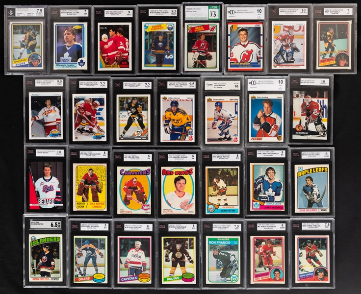 1970s to 2020s Graded Hockey Rookie Cards and Star Cards (29) Including Rookie Cards of Dryden, Dionne, Vachon, Messier, Bourque, Trottier, MacDonald, Yzerman and Others