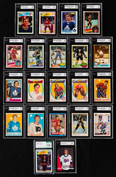 1970s to 2000s Graded Hockey Rookie Cards and Star Cards (21) Including Rookie Cards of Dryden, Lafleur, Dionne, Sittler, Clarke, Salming, Messier, Bourque and Others