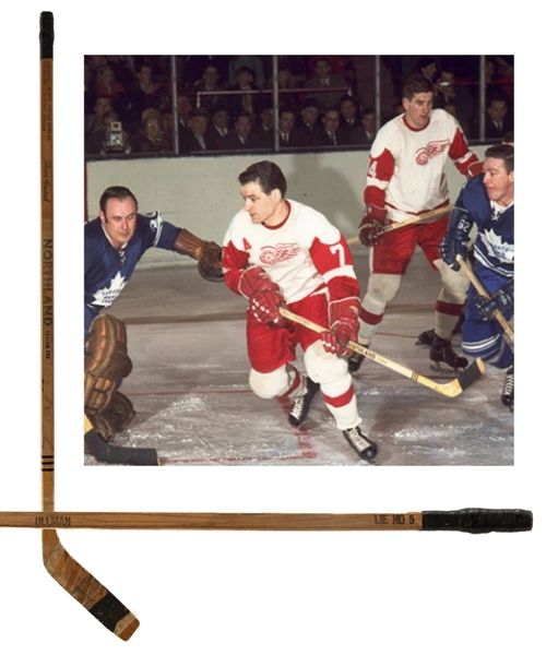 Norm Ullmans Mid-to-Late-1960s Detroit Red Wings Northland Game-Used Stick 
