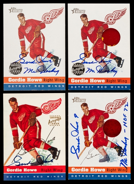 1998-99 and 2000-2001 Topps Heritage Signed Hockey Cards of Gordie Howe (4) - Three Cards are Topps Certified Autograph Issue
