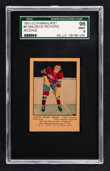 Lot Detail - 1951-52 Parkhurst Hockey Card #4 HOFer Maurice Richard ...
