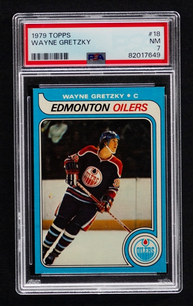 1979-80 Topps Hockey Card #18 HOFer Wayne Gretzky Rookie - Graded PSA 7