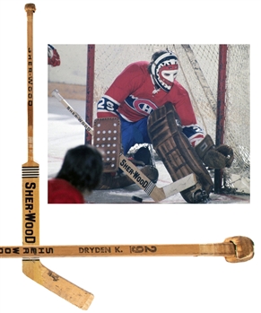 Ken Drydens 1974-75 Montreal Canadiens Signed Sher-Wood Game-Used Stick