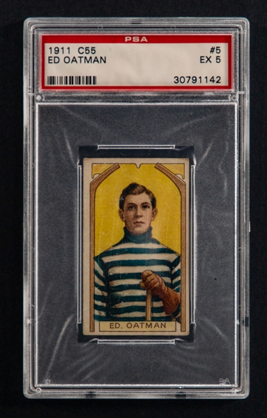 1911-12 Imperial Tobacco C55 Hockey Card #5 Ed Oatman Rookie - Graded PSA 5