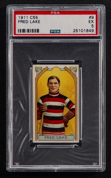 1911-12 Imperial Tobacco C55 Hockey Card #9 HOFer Fred Lake - Graded PSA 5