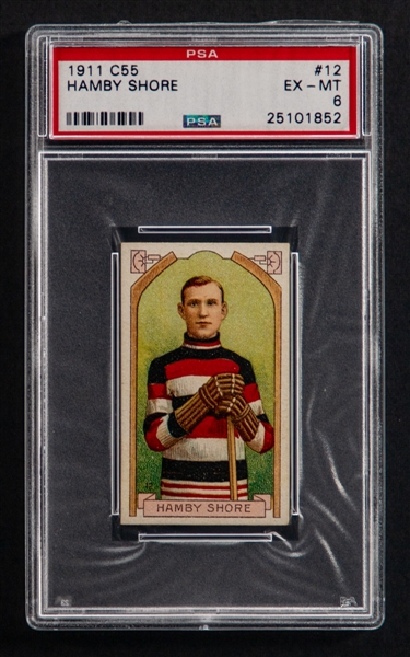 1911-12 Imperial Tobacco C55 Hockey Card #12 Hamby Shore Rookie - Graded PSA 6