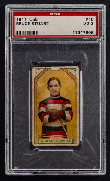 1911-12 Imperial Tobacco C55 Hockey Card #15 HOFer Bruce Stuart - Graded PSA 3