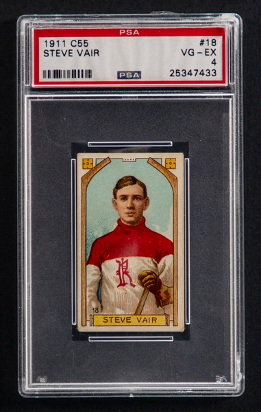 1911-12 Imperial Tobacco C55 Hockey Card #18 Steve Vair Rookie - Graded PSA 4