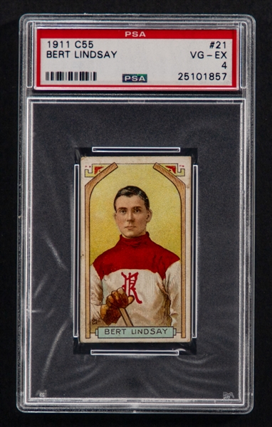 1911-12 Imperial Tobacco C55 Hockey Card #21 Leslie "Bert" Lindsay Rookie - Graded PSA 4