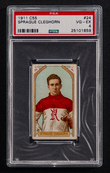 1911-12 Imperial Tobacco C55 Hockey Card #24 HOFer Sprague Cleghorn Rookie - Graded PSA 4