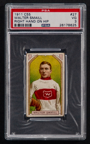1911-12 Imperial Tobacco C55 Hockey Card #27 Walter Smaill Rookie (Hand on Hip) - Graded PSA 3