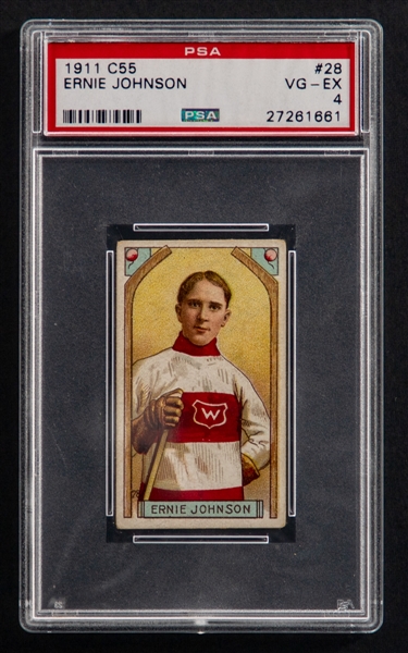 1911-12 Imperial Tobacco C55 Hockey Card #28 HOFer Ernie "Moose" Johnson - Graded PSA 4