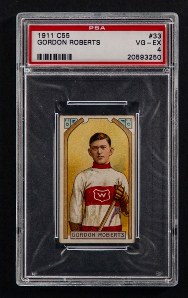1911-12 Imperial Tobacco C55 Hockey Card #33 HOFer Gordon "Doc" Roberts - Graded PSA 4 