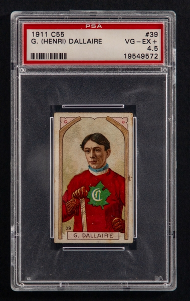 1911-12 Imperial Tobacco C55 Hockey Card #39 Henri Dallaire Rookie - Graded PSA 4.5