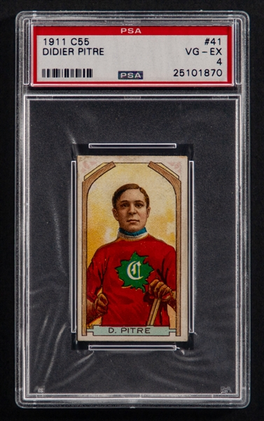 1911-12 Imperial Tobacco C55 Hockey Card #41 HOFer Didier "Cannonball" Pitre - Graded PSA 4