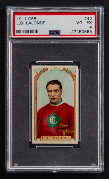 1911-12 Imperial Tobacco C55 Hockey Card #42 HOFer Edouard "Newsy" Lalonde - Graded PSA 4