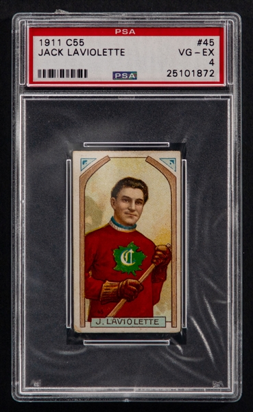 1911-12 Imperial Tobacco C55 Hockey Card #45 HOFer Jean-Baptiste "Jack" Laviolette - Graded PSA 4