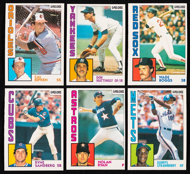 1984, 1985, 1986, 1987 and 1988 O-Pee-Chee Baseball Complete 396-Card Sets (5)