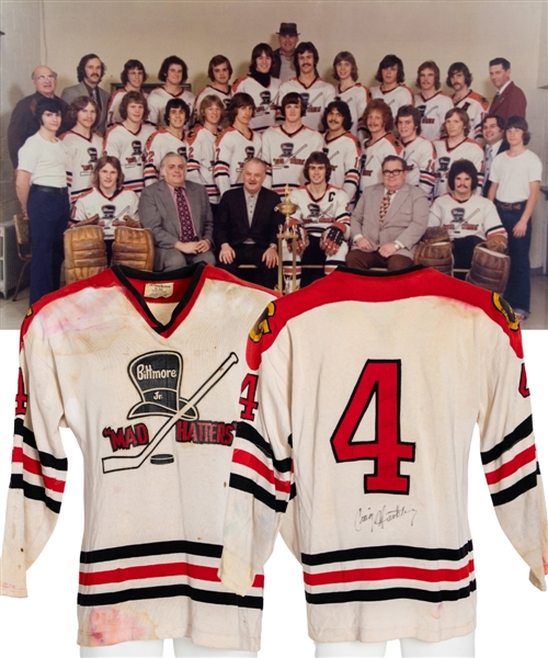 Craig Hartsburgs 1974-75 SOJHL Guelph Biltmore Mad Hatters Signed Game-Worn Jersey - Eastern Canadian Championship Season!